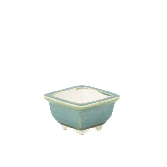 Shohin Bonsai Yixing Schale grün quadratisch 9cm