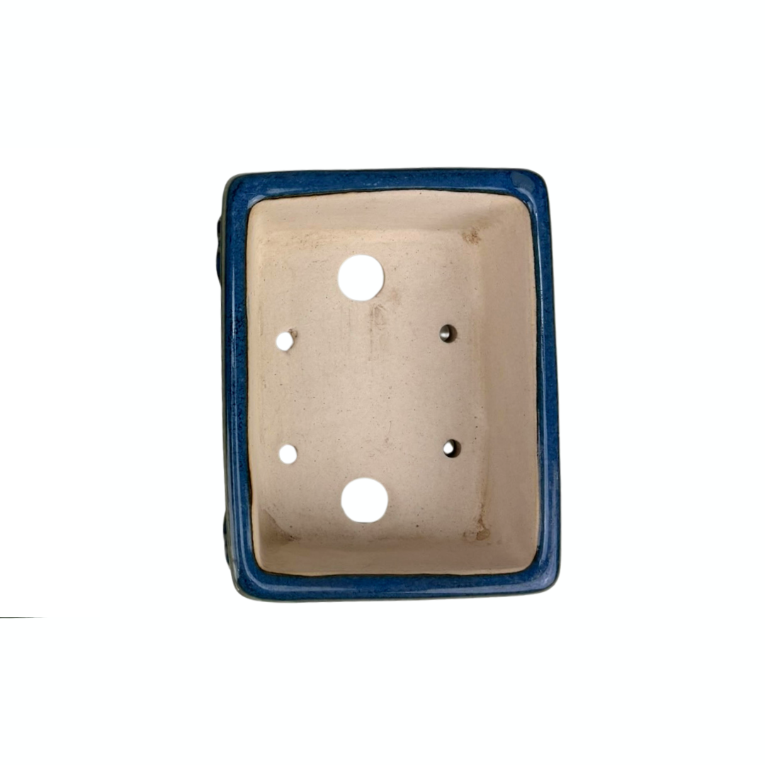 Bonsai-Topf - rechteckig, glasiert, blau (10 cm breit)