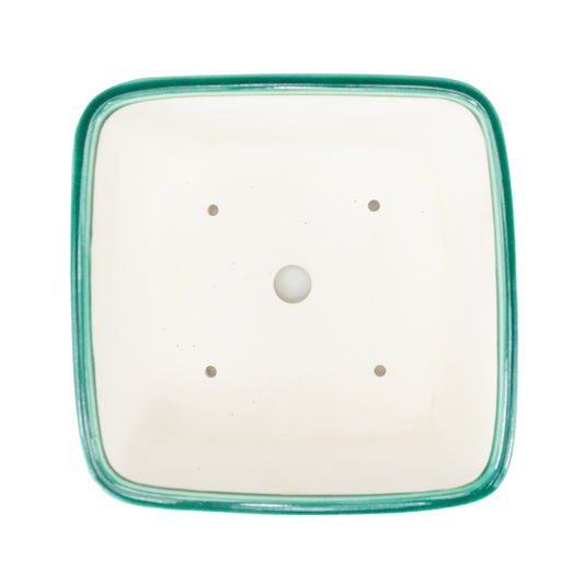 Bonsai Yixing Schale grüner Drache quadratisch 21cm