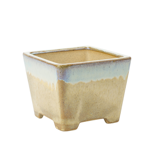 Bonsaischale beige quadratisch Halbkaskade 13,7cm