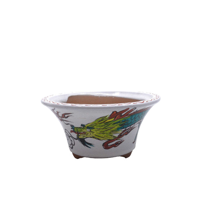 Bonsai-Schale handbemalt Drache rund 15 cm