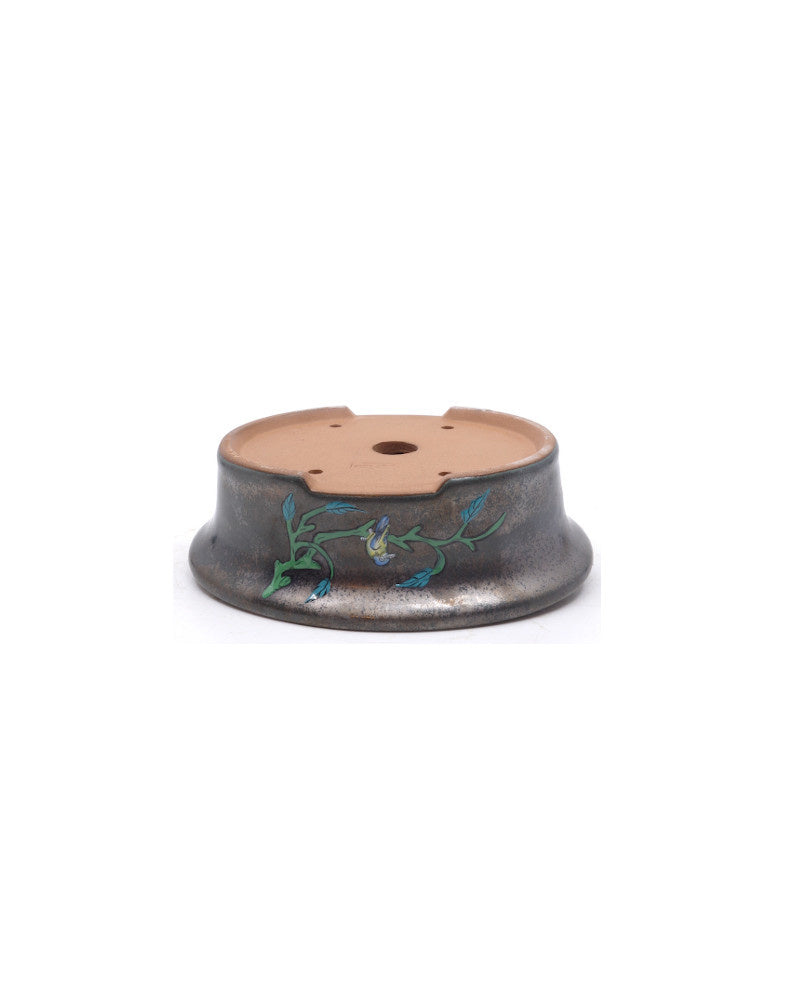 Bonsai pot handgeschilderde vogel ovaal 16cm