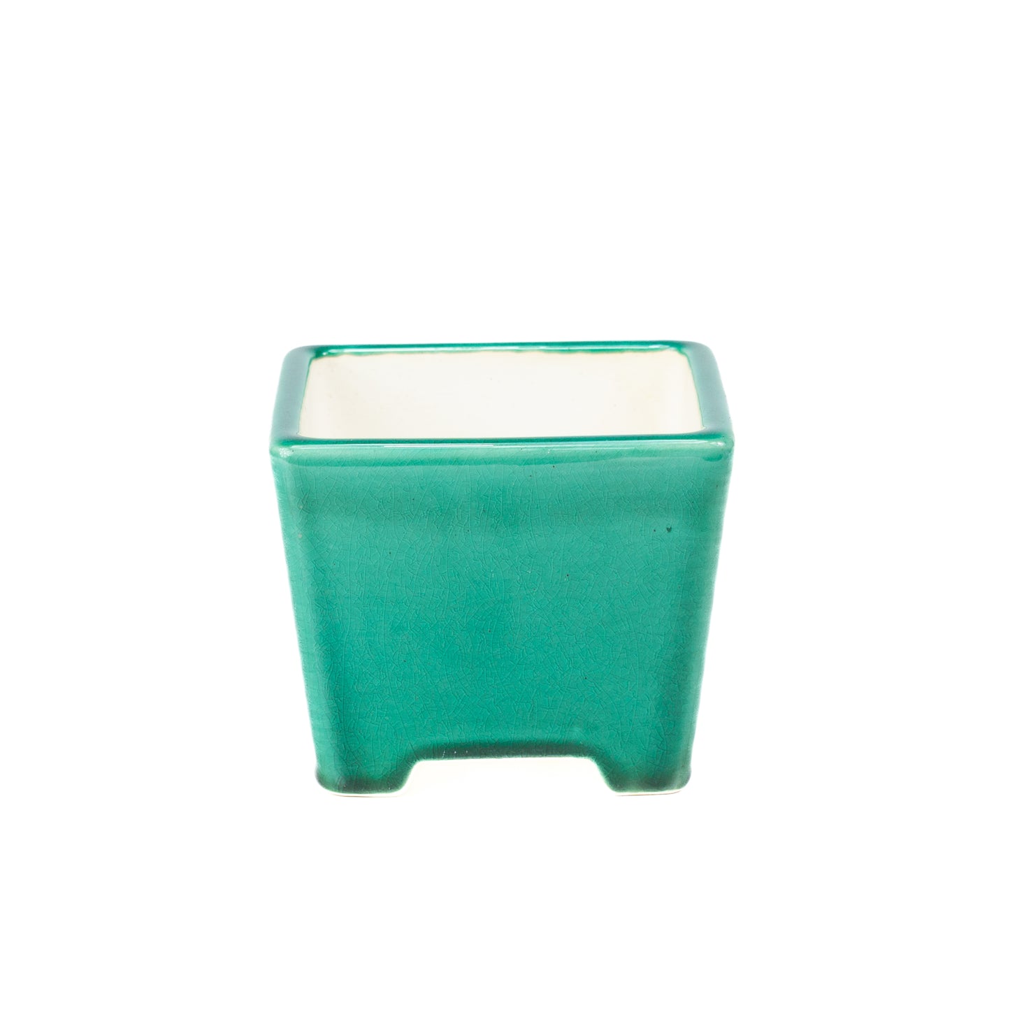 Bonsai Yixing pot groen semi-cascade vierkant 14cm, hoogte 11cm