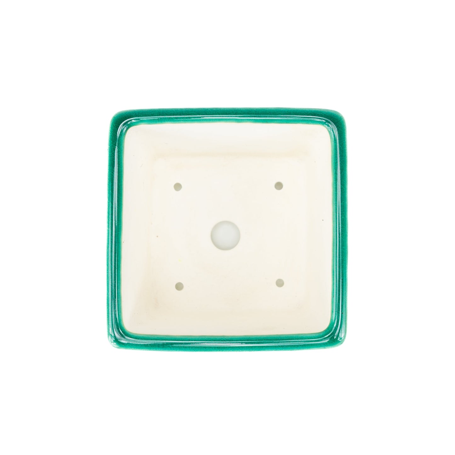 Bonsai Yixing Schale grün Halbkaskade quadratisch 14cm, Höhe 11cm