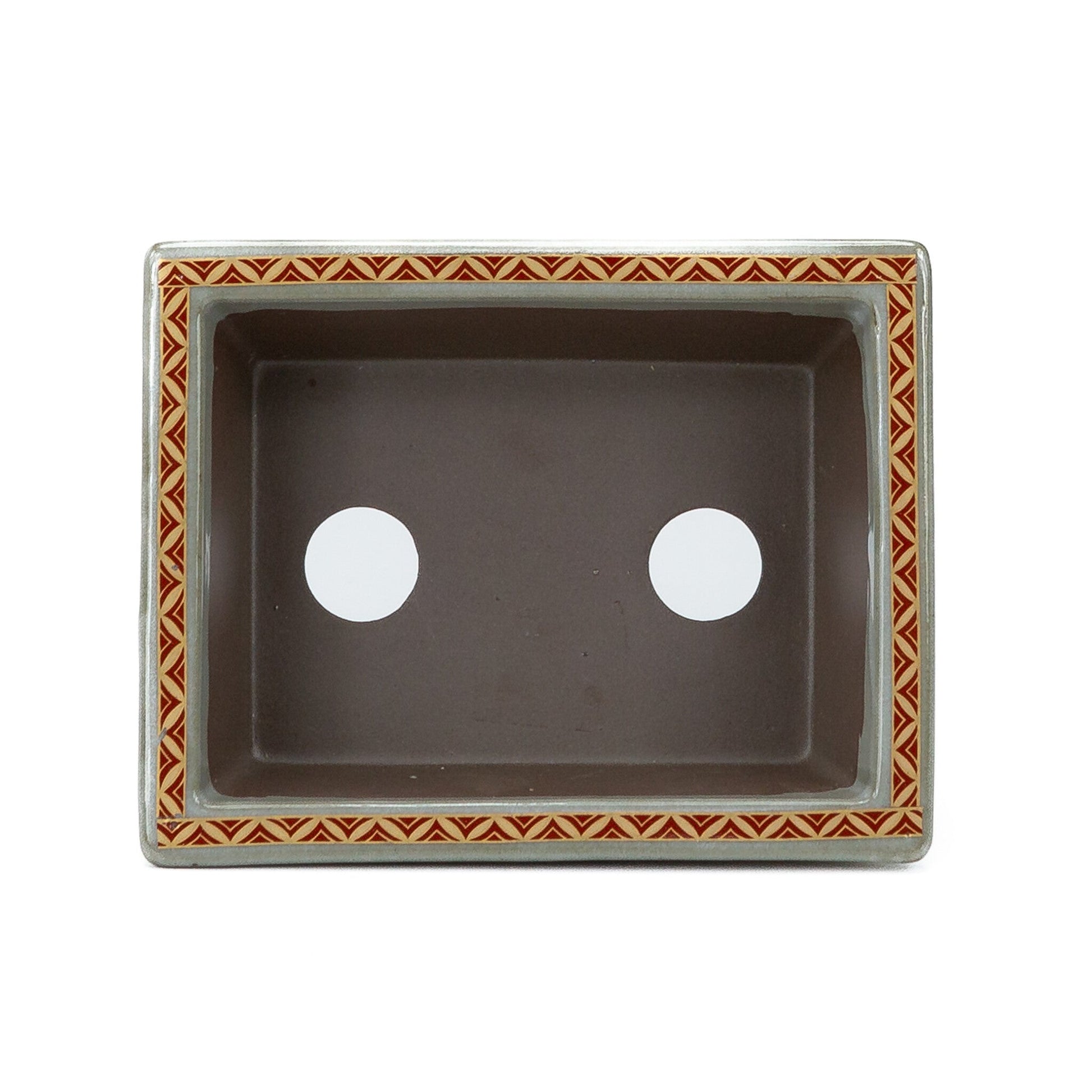 Bonsai pot Kutani yaki 'Shiro-tsubu tetsusen' rechthoekig goud 13cm