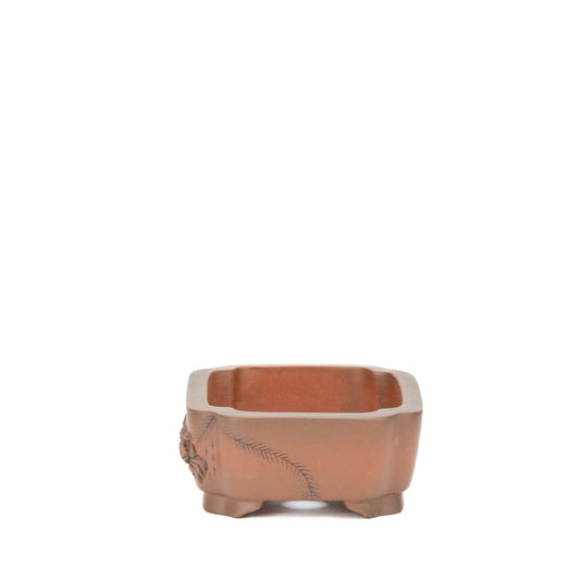 Bonsai pot Yixing ongeglazuurd mokko krab 13cm
