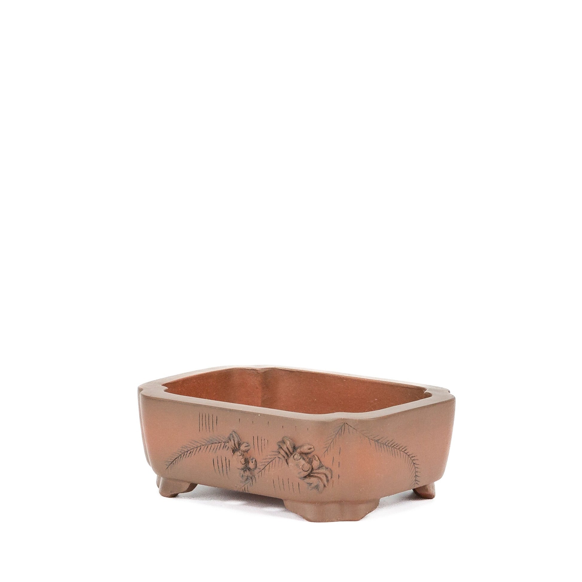 Bonsai pot Yixing ongeglazuurd mokko krab 13cm