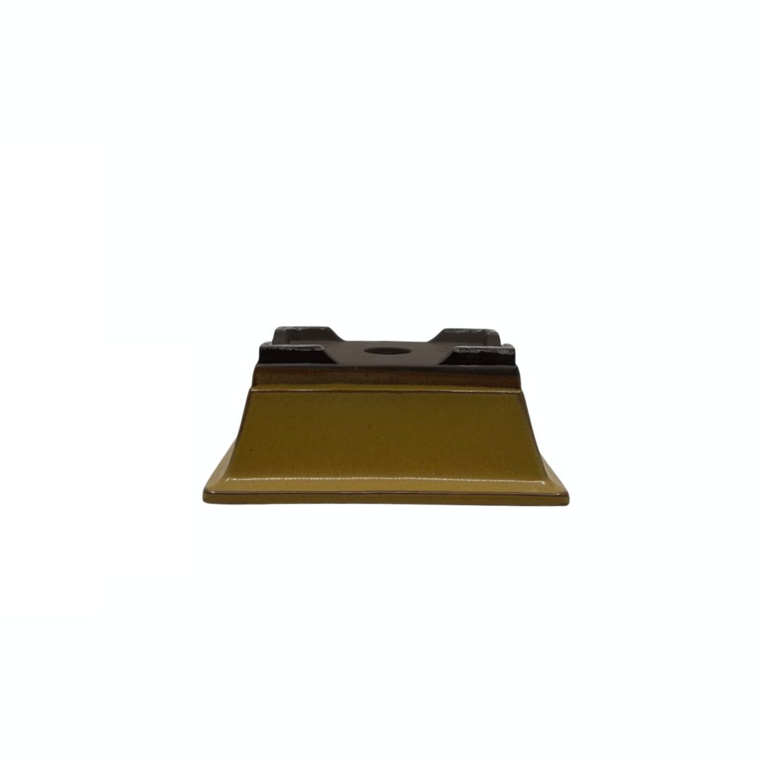 Bonsai-Topf-Set – rechteckig, glasiert, gelb (14 cm breit)