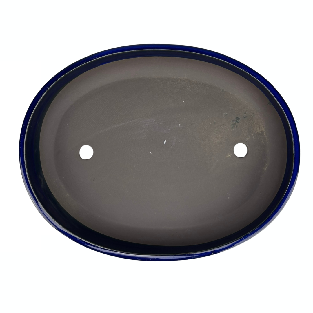 Bonsai-Topf - oval, glasiert, blau (41 cm breit)
