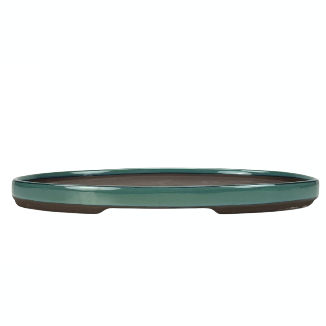 Bonsai-Topf - oval, glasiert, grün (45 cm breit)