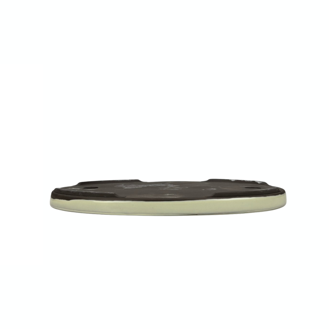Bonsai-Topf - oval, glasiert, cremefarben (28 cm breit)
