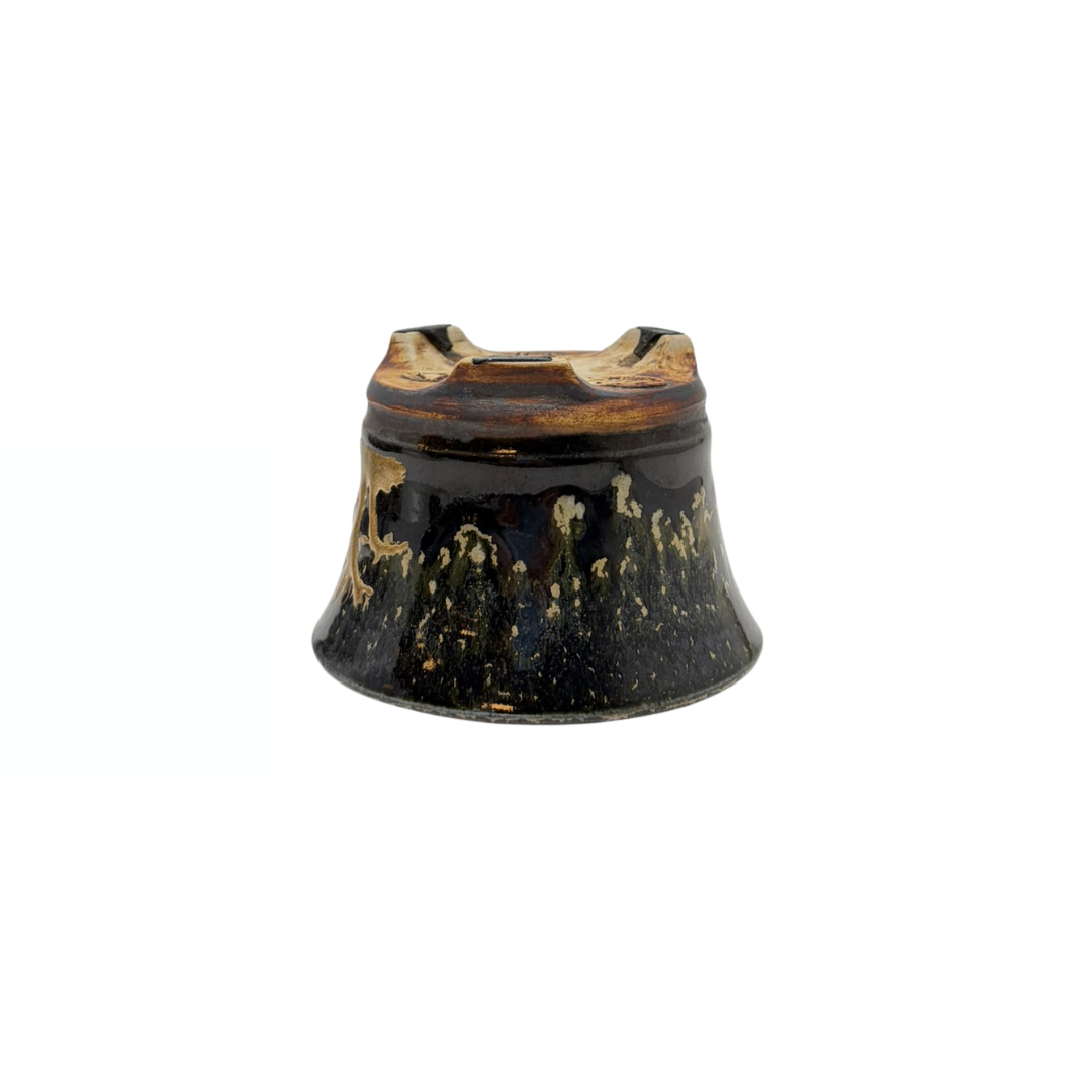 Shohin-Bonsai-Schale schwarz mit Gold René Lecocq 9cm
