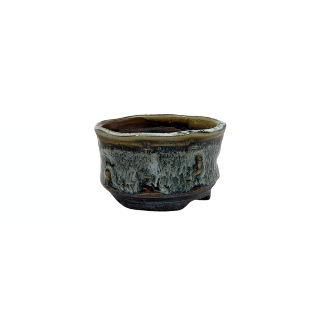 Shohin Bonsai Schale braun creme René Lecocq 9cm