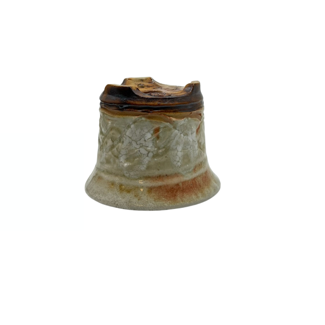 Shohin Bonsai-Schale Creme mit gekreuzten Linien René Lecocq 9cm