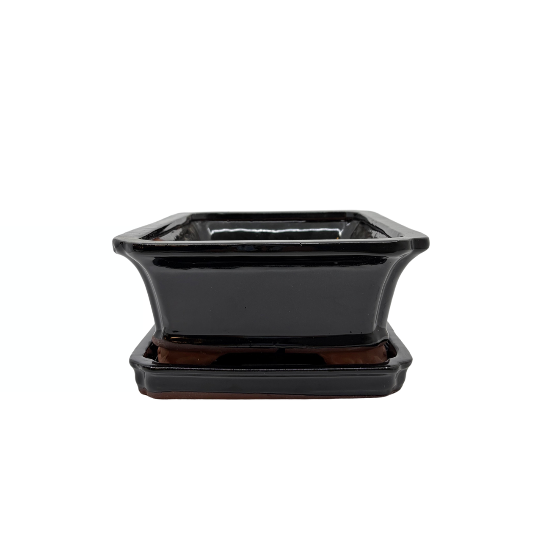 Bonsai-Schale, schwarz, rechteckig, 27 cm – Set