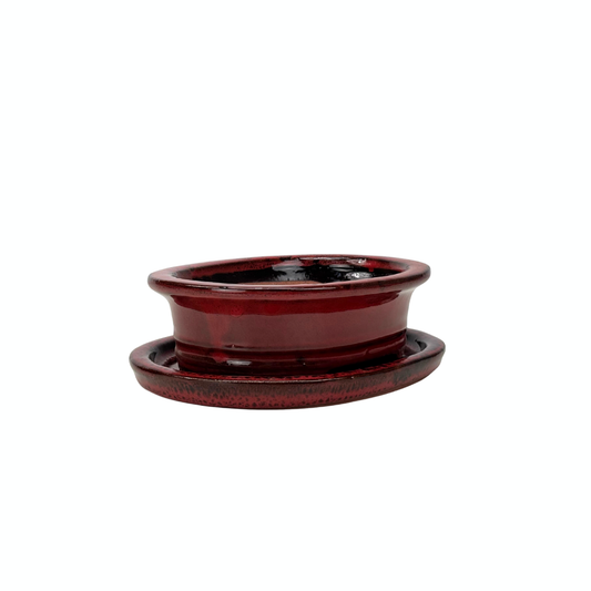Bonsai-Schale rot oval 16 cm - Set