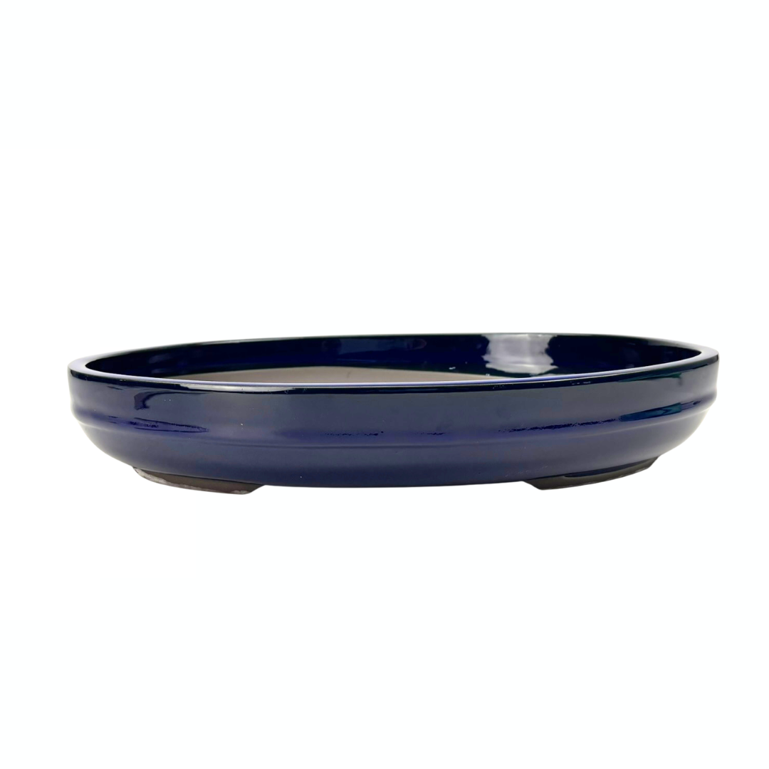Bonsai-Topf - oval, glasiert, blau (41 cm breit)