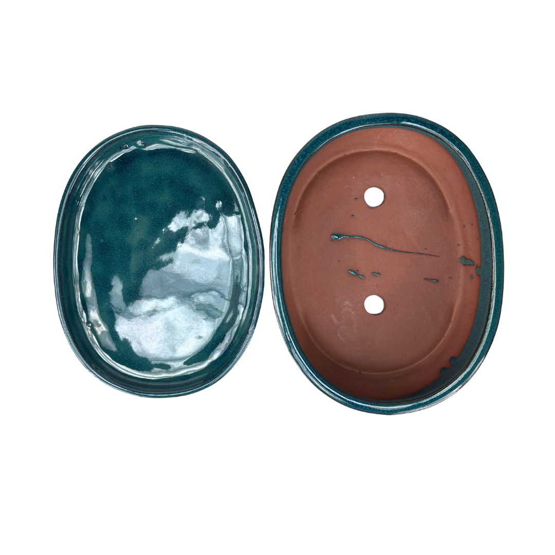 Bonsai-Schale grün oval 16 cm - Set
